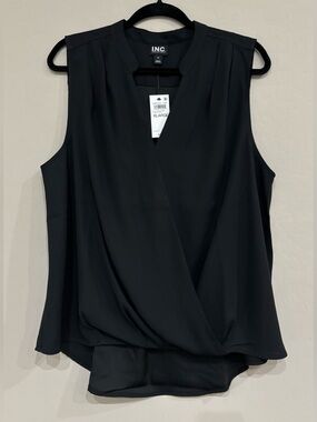 INC Sleeveless Faux Wrap Blouse XL